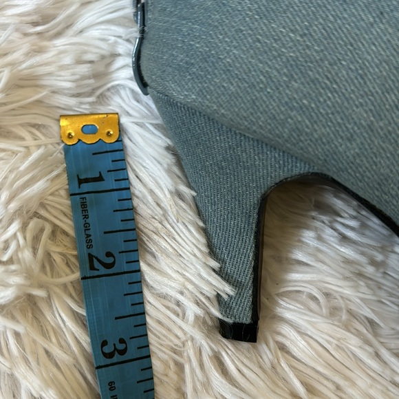 New fabric denim peep elastic crisscross kitten heel casual booties shoe Sz 7.5M - Picture 7 of 13